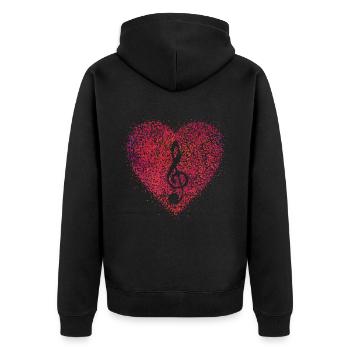 Violinschlüssel Notenschlüssel Sopran Sängerin - Unisex Premium Bio Zip Hoodie - Schwarz - Hinten - Nico (187cm)
