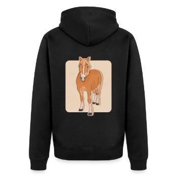 Haflinger Pferde Haffi Pferdebesitzer Geschenk - Unisex Premium Bio Zip Hoodie - Schwarz - Hinten - Nico (187cm)