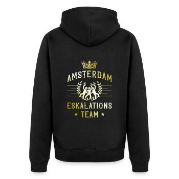 Amsterdam Escalation - Unisex Premium Organic Zip Hoodie - black - Back - Nico (187cm)