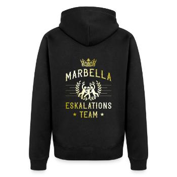 Marbella Escalation - Unisex Premium Organic Zip Hoodie - black - Back - Nico (187cm)