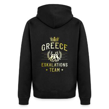Greece Eskalation - Unisex Premium Bio Zip Hoodie - Schwarz - Hinten - Nico (187cm)
