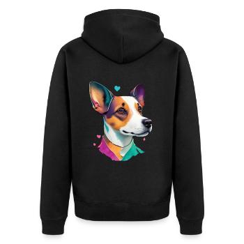 Jack Russell Terrier Hund Hunde Liebhaber Design - Unisex Premium Bio Zip Hoodie - Schwarz - Hinten - Nico (187cm)