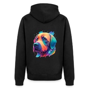 Labrador Hund ultimatives Hundeliebhaber Design - Unisex Premium Bio Zip Hoodie - Schwarz - Hinten - Nico (187cm)