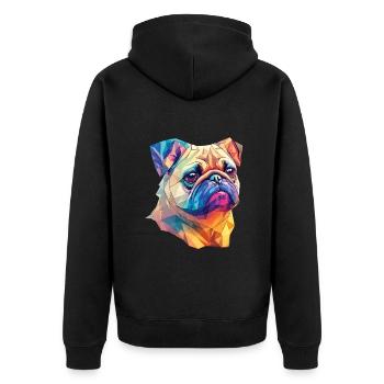 Polygon Kunst Mops Hund Design Hunde Liebhaber - Unisex Premium Bio Zip Hoodie - Schwarz - Hinten - Nico (187cm)