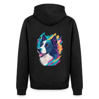 Border Collie Hunde Liebe Hund Haustier Design - Unisex Premium Bio Zip Hoodie - Schwarz - Hinten - Nico (187cm)