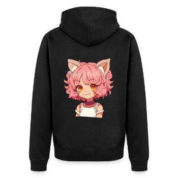 Kemonomimi Kawaii Anime Girl Manga Design - Unisex Premium Organic Zip Hoodie - black - Back - Nico (187cm)