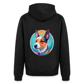 Jack Russel Hund Lieblingshund & treuer Begleiter - Unisex Premium Bio Zip Hoodie - Schwarz - Hinten - Nico (187cm)