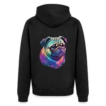 Süßer Mops - Das ultimative Hundeliebhaber Design - Unisex Premium Bio Zip Hoodie - Schwarz - Hinten - Nico (187cm)