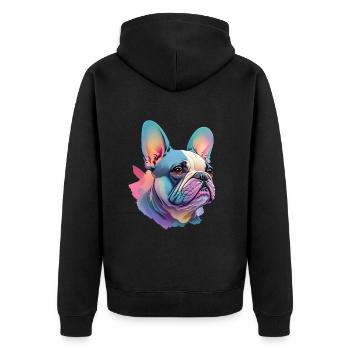 Chien bouledogue français Amour - Veste à capuche bio Premium Unisexe - noir - Dos - Nico (187cm)