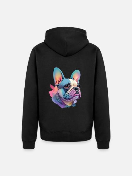 French Bulldog Dog Pet Love - Unisex Premium Organic Zip Hoodie - black