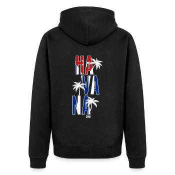 Havanna Kuba - Unisex Premium Bio Zip Hoodie - Schwarz - Hinten - Nico (187cm)
