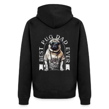 Best Pug Dad Ever Pugs Owner Vintage Pug Lovers - Veste à capuche bio Premium Unisexe - noir - Dos - Nico (187cm)