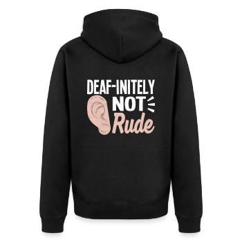 Deaf Pride ASL Gebärdensprache - Unisex Premium Bio Zip Hoodie - Schwarz - Hinten - Nico (187cm)
