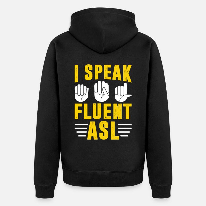 Deaf Pride Awareness Gebärdensprache - Unisex Premium Bio Zip Hoodie - Schwarz
