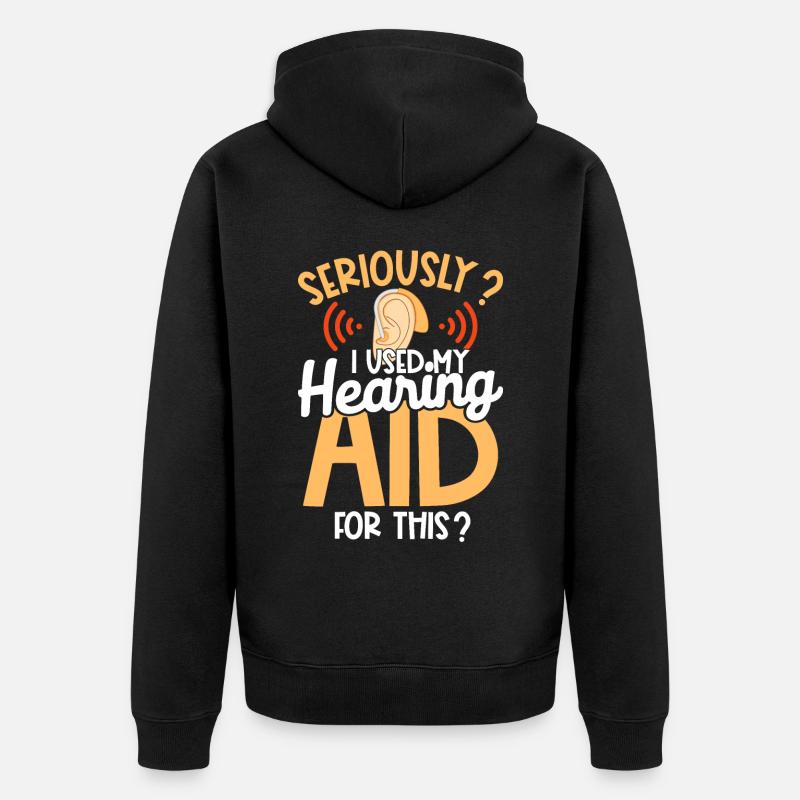 Deaf Pride Awareness ASL Gebärdensprache - Unisex Premium Bio Zip Hoodie - Schwarz