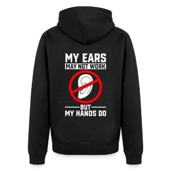Deaf Pride Awareness ASL - Unisex Premium Organic Zip Hoodie - black - Back - Nico (187cm)