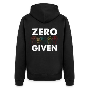 Deaf Pride ASL Gebärdensprache - Unisex Premium Bio Zip Hoodie - Schwarz - Hinten - Nico (187cm)