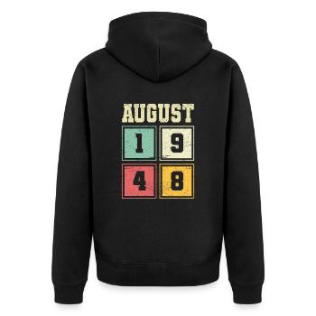 75e anniversaire Août Millésime 1948 Millésime - Veste à capuche bio Premium Unisexe - noir - Dos - Nico (187cm)