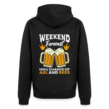 Deaf Pride ASL Gebärdensprache - Unisex Premium Bio Zip Hoodie - Schwarz - Hinten - Nico (187cm)