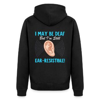 Deaf Pride Sign Language - Unisex Premium Organic Zip Hoodie - black - Back - Nico (187cm)