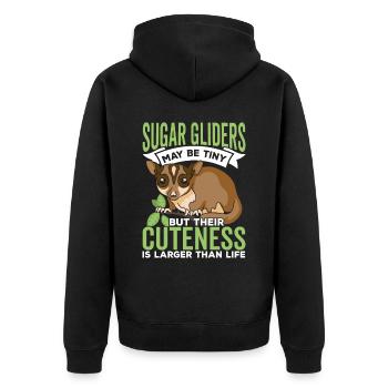 Sugar Gliders Cute Sugar Glider Owner - Unisex Premium Organic Zip Hoodie - black - Back - Nico (187cm)