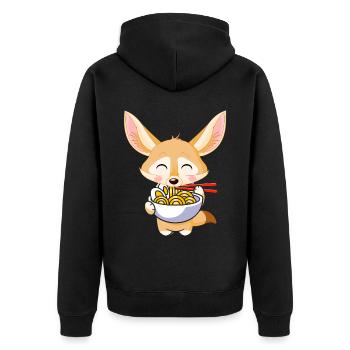 Fennec Renards Nourriture Ramis Nouilles Fennec Renards - Veste à capuche bio Premium Unisexe - noir - Dos - Nico (187cm)