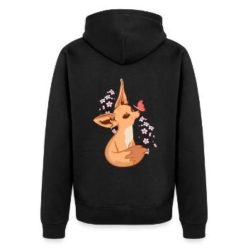 Fennek Fuchs Japanische Kirsche Fennek Füchse - Unisex Premium Bio Zip Hoodie - Schwarz - Hinten - Nico (187cm)