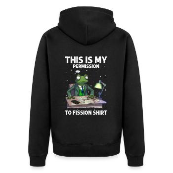 Kernenergie Spruch für Kernenergie - Unisex Premium Bio Zip Hoodie - Schwarz - Hinten - Nico (187cm)