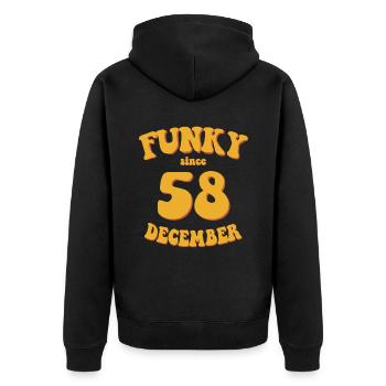 Funky Birthday: December 1958 - Flower Power - Unisex Premium Organic Zip Hoodie - black - Back - Nico (187cm)