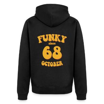 Funky Birthday: October 1968 - Flower Power - Unisex Premium Organic Zip Hoodie - black - Back - Nico (187cm)