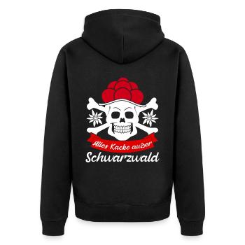 Schwarzwald Bollenhut - Unisex Premium Bio Zip Hoodie - Schwarz - Hinten - Nico (187cm)