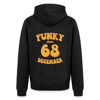 Funky Birthday: December 1968 - Flower Power - Unisex Premium Organic Zip Hoodie - black - Back - Nico (187cm)