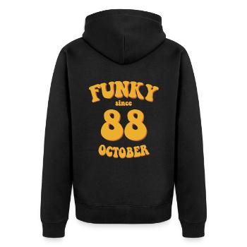 Funky Birthday: October 1988 - Flower Power - Unisex Premium Organic Zip Hoodie - black - Back - Nico (187cm)
