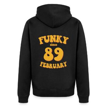Funky Birthday: February 1989 - Flower Power - Unisex Premium Organic Zip Hoodie - black - Back - Nico (187cm)