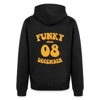 Funky Birthday: December 2008 - Flower Power - Unisex Premium Organic Zip Hoodie - black - Back - Nico (187cm)
