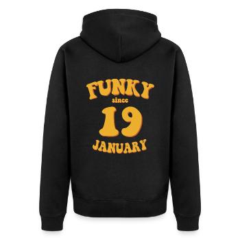 Funky Anniversaire: Janvier 2019 - Flower Power - Veste à capuche bio Premium Unisexe - noir - Dos - Nico (187cm)