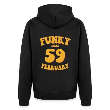 Funky Birthday: February 1959 - Flower Power - Unisex Premium Organic Zip Hoodie - black - Back - Nico (187cm)