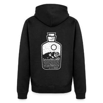 Zugspitze Bergwanderung - Unisex Premium Bio Zip Hoodie - Schwarz - Hinten - Nico (187cm)