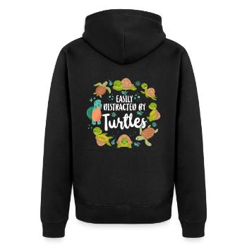 Sea Turtle Tortoise Easily - Unisex Premium Bio Zip Hoodie - Schwarz - Hinten - Nico (187cm)