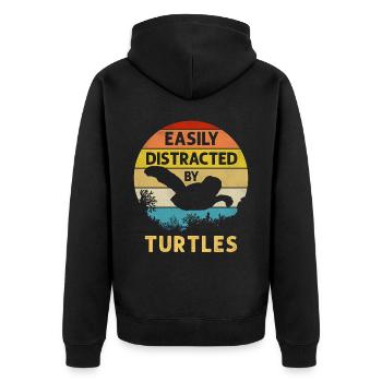 Tortue de mer Tortue Rétro Vintage - Veste à capuche bio Premium Unisexe - noir - Dos - Nico (187cm)