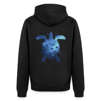 Sea Turtle Tortoise - Unisex Premium Bio Zip Hoodie - Schwarz - Hinten - Nico (187cm)