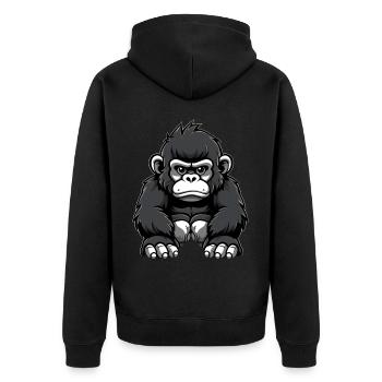 Niedlicher Affe für Kinder für Kinder - Unisex Premium Bio Zip Hoodie - Schwarz - Hinten - Nico (187cm)