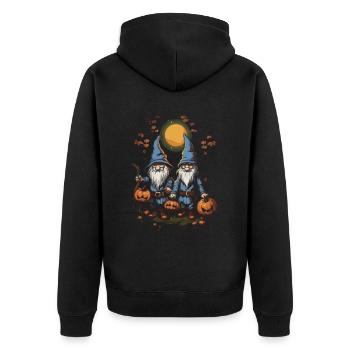 Garden Gnome Halloween Trick Or Treat Gardener - Unisex Premium Organic Zip Hoodie - black - Back - Nico (187cm)