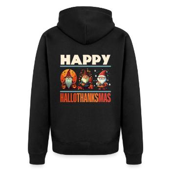 Garden Gnome Halloween Trick Or Treat Gardener - Unisex Premium Organic Zip Hoodie - black - Back - Nico (187cm)
