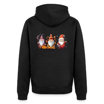 Garden Gnome Halloween Trick Or Treat Gardener - Unisex Premium Organic Zip Hoodie - black - Back - Nico (187cm)
