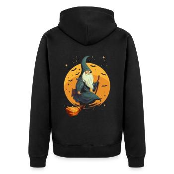 Garden Gnome Halloween Trick Or Treat Gardener - Unisex Premium Organic Zip Hoodie - black - Back - Nico (187cm)
