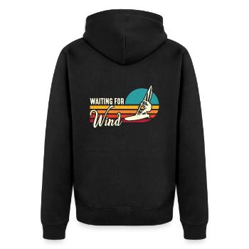 Windsurfing Waiting For Wind Retro Water Sports - Unisex Premium Bio Zip Hoodie - Schwarz - Hinten - Nico (187cm)