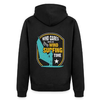 Planche à voile qui se soucie de vous sur les sports extrêmes - Veste à capuche bio Premium Unisexe - noir - Dos - Nico (187cm)