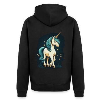 Cute Unicorn Kawaii Fantasy Anime Unicorn - Unisex Premium Organic Zip Hoodie - black - Back - Nico (187cm)