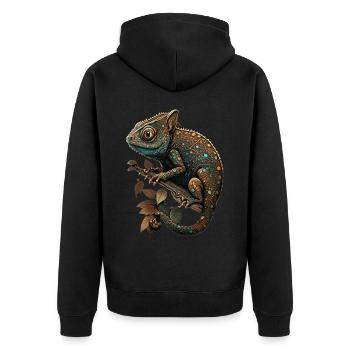 Cute Chameleon Illustration Amphibian Lizard Repti - Unisex Premium Bio Zip Hoodie - Schwarz - Hinten - Nico (187cm)
